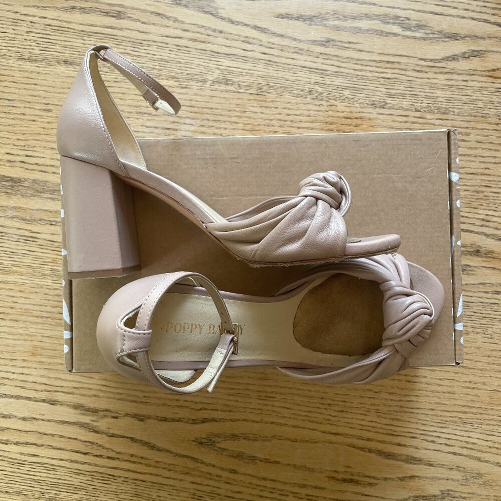Poppy Barley Nude/Taupe Knotted Block Heel Sandals